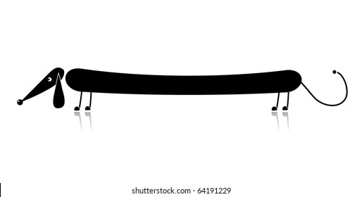 Funny black dog silhouette for your design
