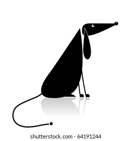 Funny black dog silhouette for your design