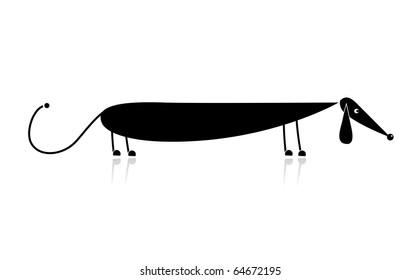Funny black dog silhouette for your design
