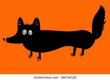 Funny black fox
