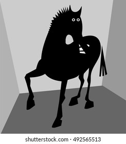 Funny black horse