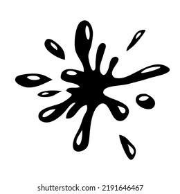 Funny black ink blot, vector ink splatter with highlights - symbol of mistakes, learning to write with ink.