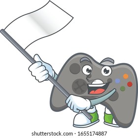 Funny black joystick cartoon character design with a flag