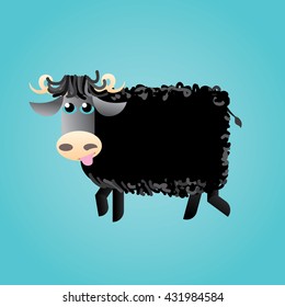 Funny black mutton. Cartoon sheep. Vector illustration