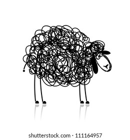 Funny Black Sheep, Sketch For Your Design