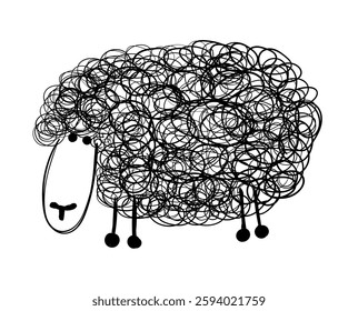 Funny black sheep, sketch for your design
