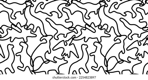 Funny black and white abstract dinosaur animal shape seamless pattern. Children wrist band decoration background, kid backdrop with t-rex, pterodactyl bands.