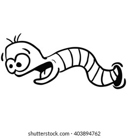 funny black and white cartoon worm
