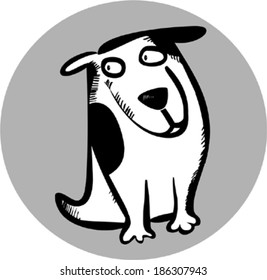 Funny black and white dog
