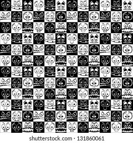 Funny black and white emotions seamless pattern.