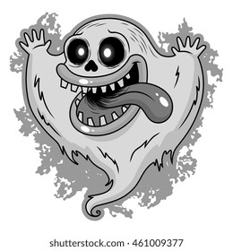 Funny black and white ghost