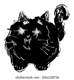 Funny Black And White Screaming Cat Icon