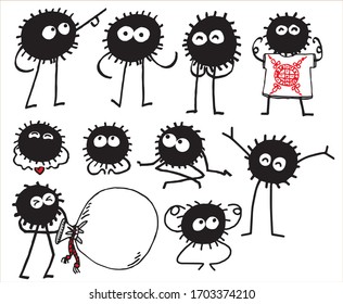 funny black and white virus using for explain everythings 