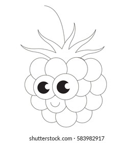 Funny Blackberry cartoon. Outlined object with black stroke.