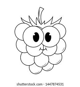 Funny Blackberry with eyes, silhouette, children's coloring book. Fruits and vegetables.