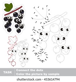 Funny blackcurrant in vector to be traced by numbers. Easy educational kid game. Simple game level. Education and gaming for kids. Vector visual game for children.