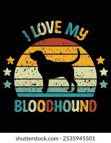 Funny Bloodhound Vintage Retro Sunset Silhouette Gifts Dog Lover Dog Owner Essential T-Shirt