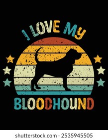 Funny Bloodhound Vintage Retro Sunset Silhouette Gifts Dog Lover Dog Owner Essential T-Shirt