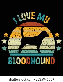 Funny Bloodhound Vintage Retro Sunset Silhouette Gifts Dog Lover Dog Owner Essential T-Shirt