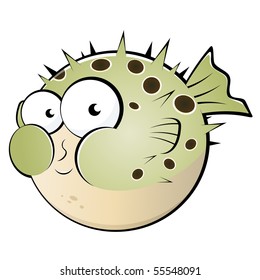 funny blowfish cartoon