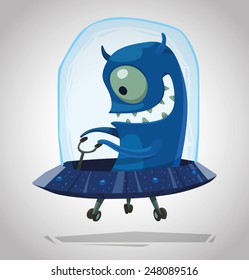 Funny Blue Alien, vector