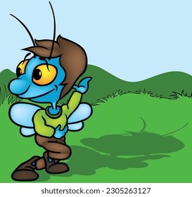Funny Blue Beetle and