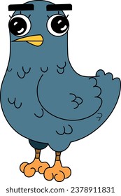 Funny blue bird for mascot or character.