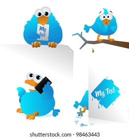 Funny blue birds set