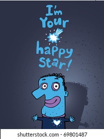 funny blue character