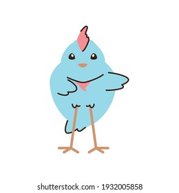 funny blue chicken bird animal vector illustration cartoon isolated style