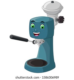 Funny Blue Coffee Maker Cartoon