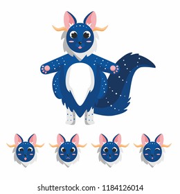 Funny blue cute fantastic animal