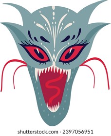 Funny Blue Dragon Monster. Cool illustration in children's cartoon style