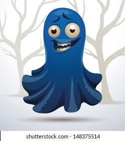 Funny Blue Ghost, vector
