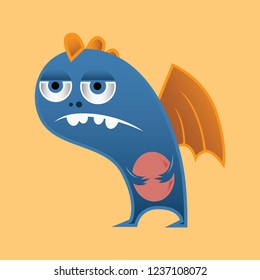 Funny Blue Lazy Monster Character Vector Illustration 