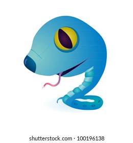Funny blue little snake