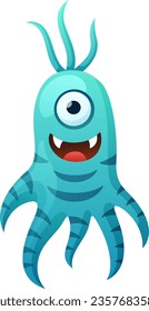 Un monstruo azul gracioso. Caricatura del personaje de criatura alienígena