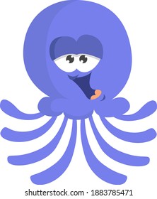 Funny blue octopus,illustration,vector on white background