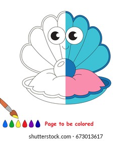 Funny Blue Sea Shell, the coloring book to educate preschool kids with easy gaming level, the kid educational game to color the colorless half by sample.