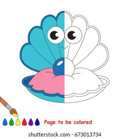 Funny Blue Sea Shell, the coloring book to educate preschool kids with easy gaming level, the kid educational game to color the colorless half by sample.