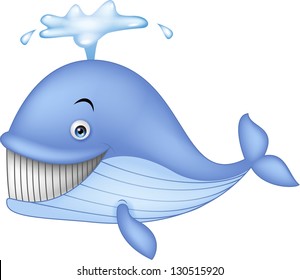 Funny blue whale cartoon