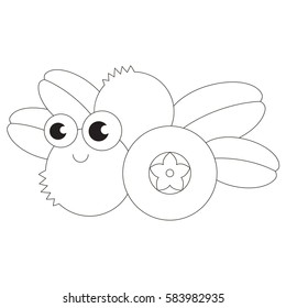 Funny blueberry cartoon. Outlined object with black stroke.