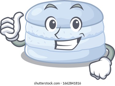 Funny blueberry macaron making Thumbs up gesture