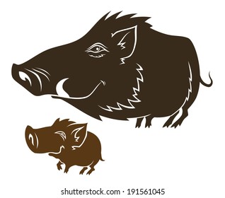 Funny boar father and child.