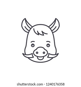 Funny boar line icon concept. Funny boar vector linear illustration, symbol, sign