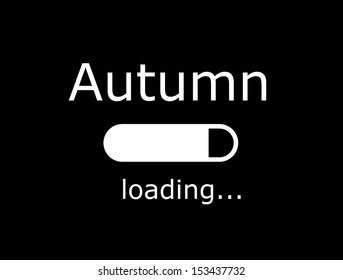 Funny board with inscription "Autumn loading" and loading battery picture vector