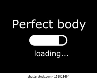 Funny board with inscription "Perfect body - loading" vector