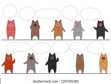 funny boars border with speech bubbles