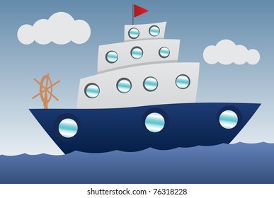 Funny Boat Cartoon Stock Vector (royalty Free) 76318228 