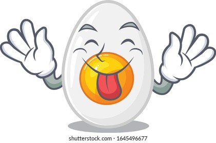 Funny boiled egg mascot design with Tongue out